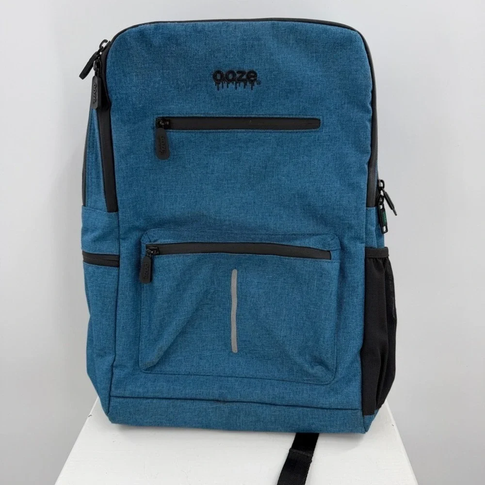 Ooze Backpack Blue Locking‎ Laptop Travel Bag Multi Pocket School Commuter